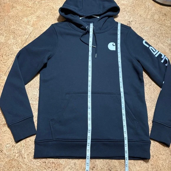 Carhartt Wm’s Relaxed Fit Logo Sleeve Fleece Hoodie NWOT In Black Sz S(4-6) - Picture 11 of 13